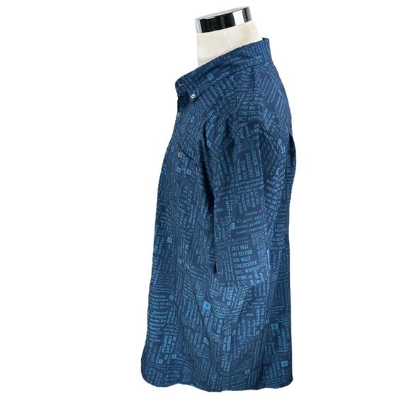 William Murray Shirt Men’s 2XL XXL Blue AOP Text Graphic Short Sleeve Button Up - Picture 4 of 10